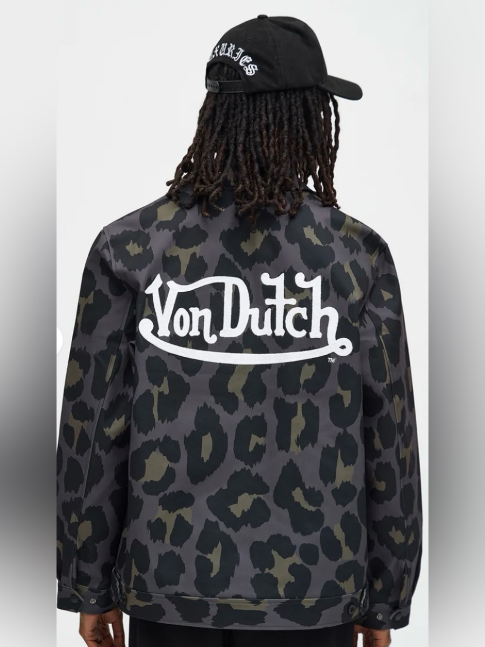 Von Dutch Black & Olive Leopard Camo Bomber Jacket - Picture 2 of 8